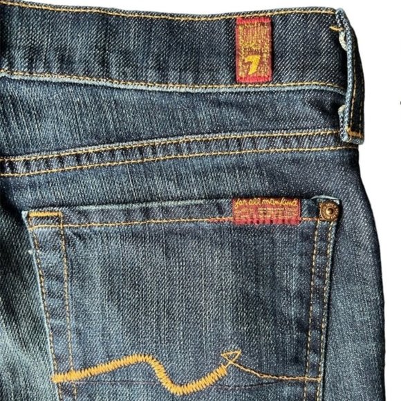 7 For All Mankind Blue BootCut Casual boho Solid Denim Jeans. Size 28 - Picture 7 of 7